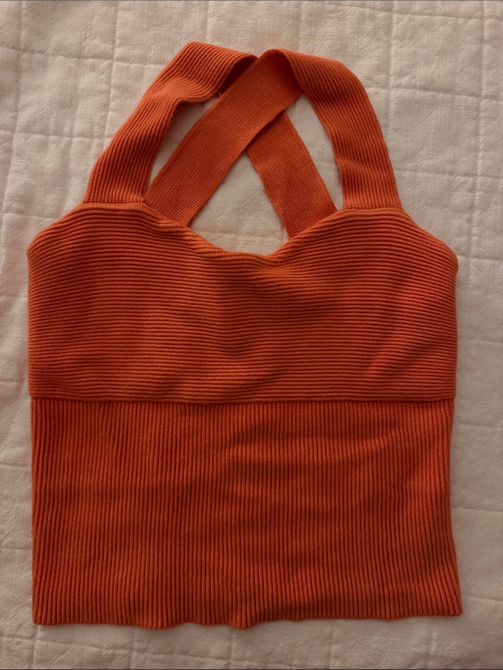 Abercrombie & Fitch Orange Ribbed Cross-Back Tank